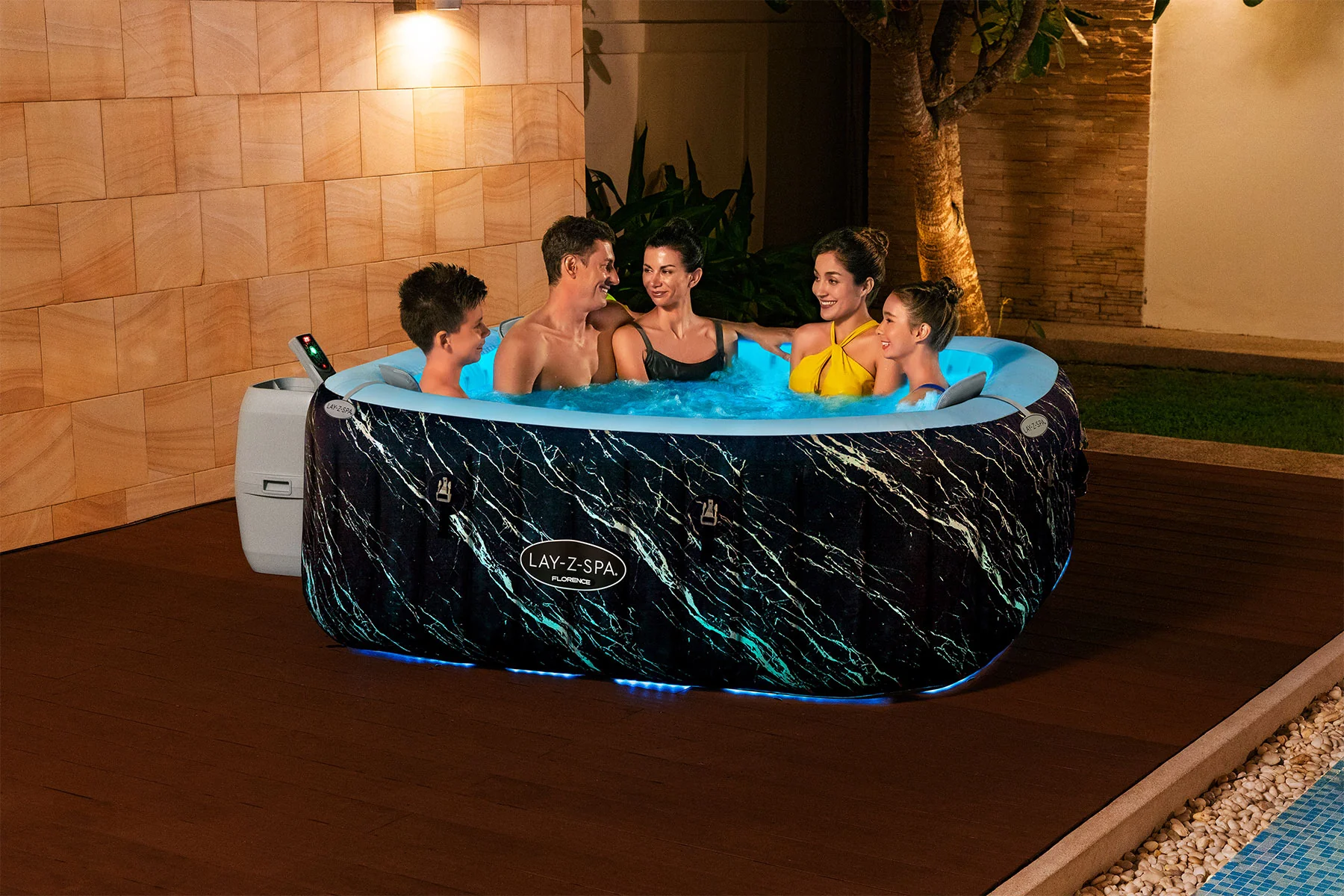 family-sized-square-hot-tub-with-bubble-massage Lay-Z-Spa Florence 6 Person AirJet Hot Tub - Image 1