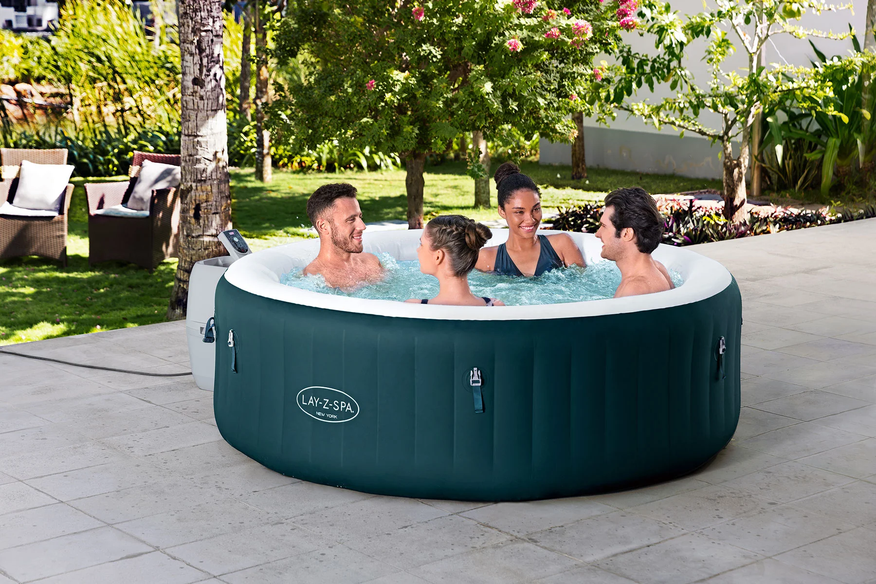 lay-z-spa-large-round-energy-efficient-hot-tub-for-4-5-6-people Lay-Z-Spa New York 4 Person AirJet Hot Tub - Image 1