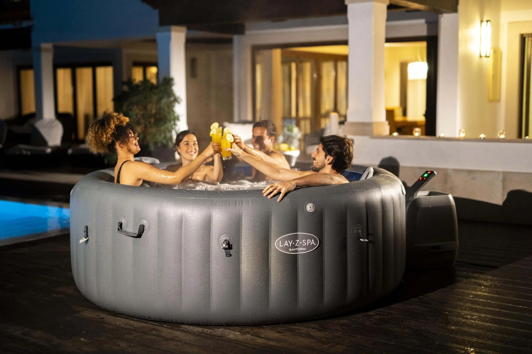 party-hot-tub_0bd26a0d-be17-44a1-9fda-a8ecbcd4855a Lay-Z-Spa Santorini 7 Person HydroJet Pro Hot Tub - Image 1